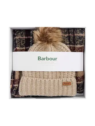 BARBOUR | Coffret cadeau bonnet et écharpe SALTBURN | beige